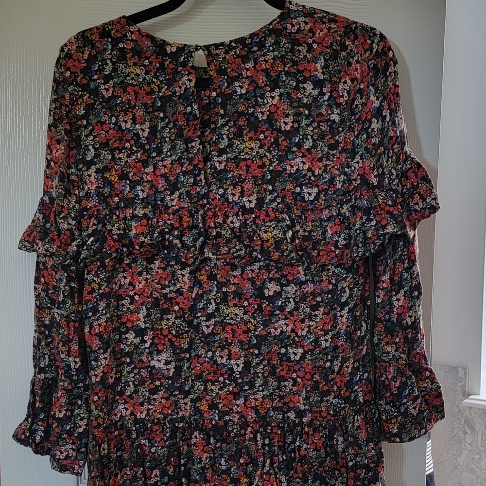 Zara Multicolor Floral Ruffled Long Sleeve Dress Contemporary Boho Cottagecore - Picture 4 of 4
